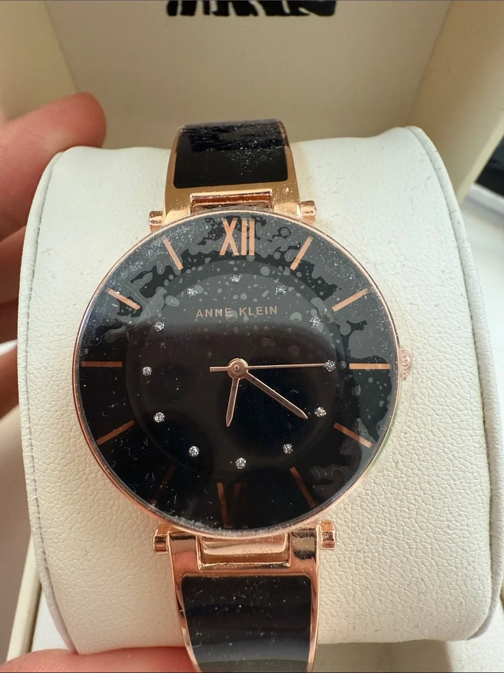 Anne Klein Rose Gold and Black Strap Women's Watch